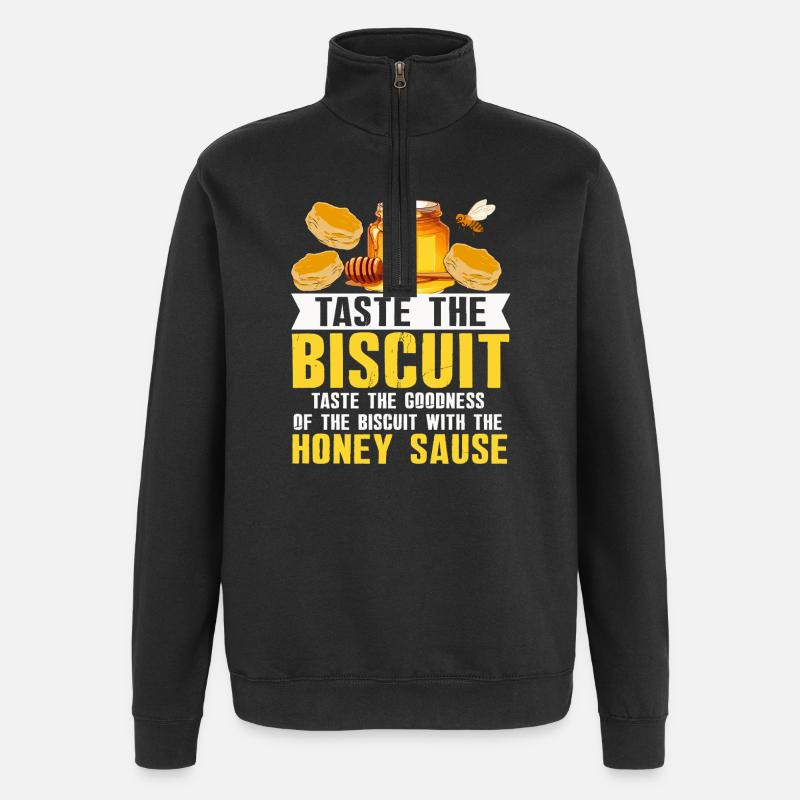 Honey Biscuit Slogan Tee - Quarter-Zip Sweatshirt - black