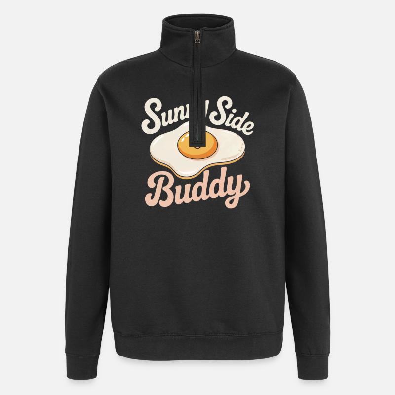 fried egg - Quarter-Zip Sweatshirt - black
