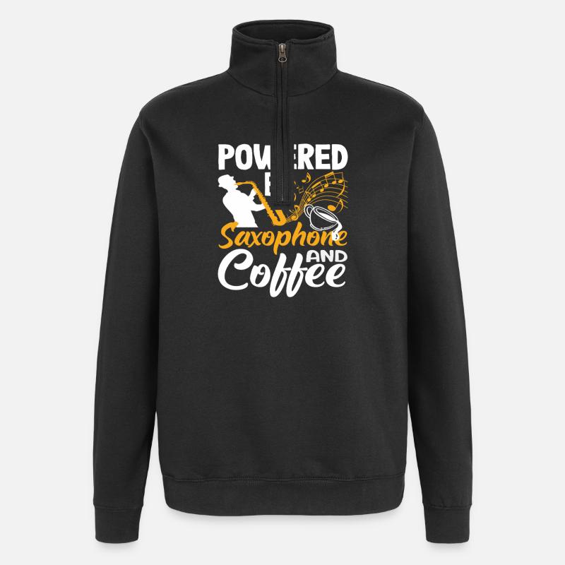 Saxophone Coffee Lover Saxophonist Musical - Sweat à zip 1/4 - noir