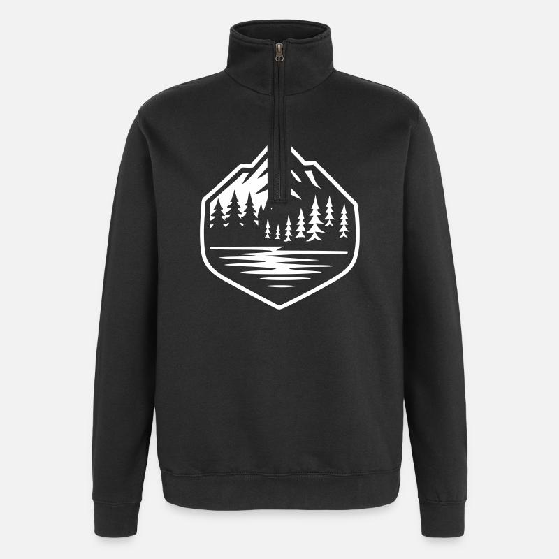 Mountains Landscape Forest Mountains - Quarter-Zip Sweatshirt - black