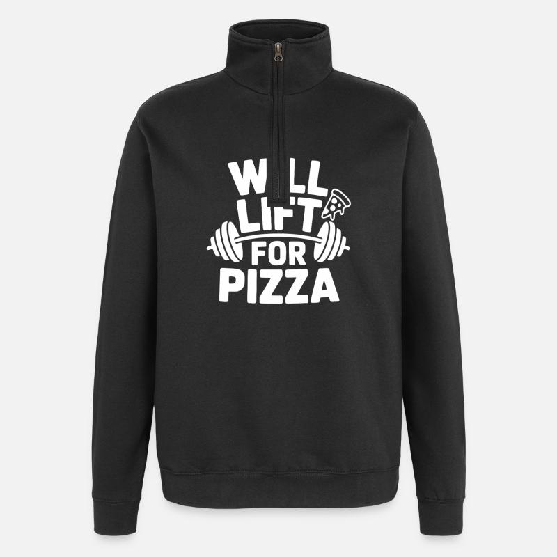 Will Lift for Pizza - Quarter-Zip Sweatshirt - black