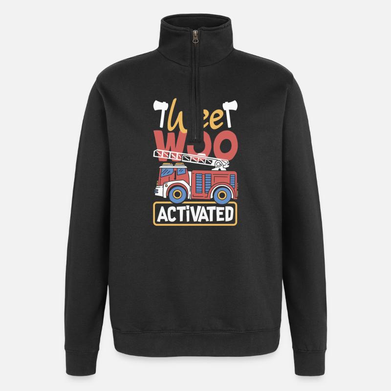 Wee Woo Squad Fire Tiny Feuerwehrmann - Quarter-Zip-Sweatshirt - Schwarz
