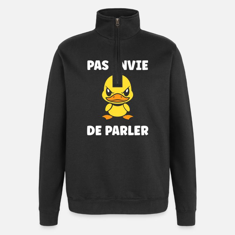 Grumpy Duck – Nicht bereit zu reden - Quarter-Zip-Sweatshirt - Schwarz