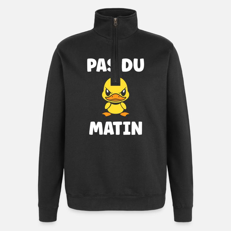 Morgenschritt: Wütende Gelbe Ente - Quarter-Zip-Sweatshirt - Schwarz