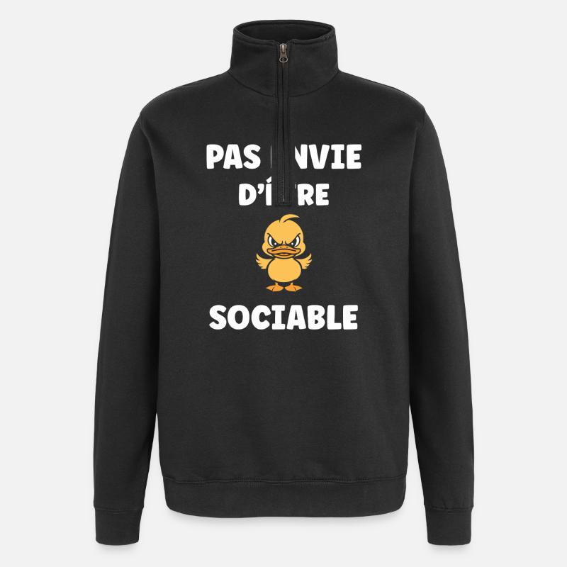 Ich will nicht gesellig sein - Quarter-Zip-Sweatshirt - Schwarz