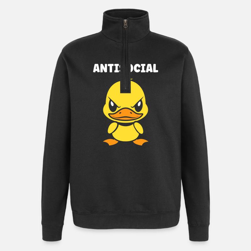 Canard Antisocial Bougon - Sweat à zip 1/4 - noir