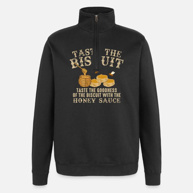 Goûtez le biscuit : Filet de miel - Sweat à zip 1/4 - noir