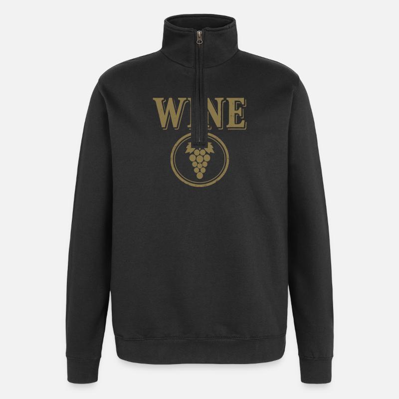 WINE Grape Emblem - Quarter-Zip Sweatshirt - black
