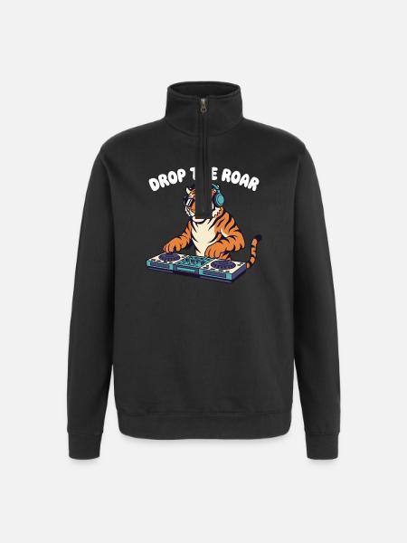 Tiger DJ: Drop the Roar - Quarter-Zip Sweatshirt - black