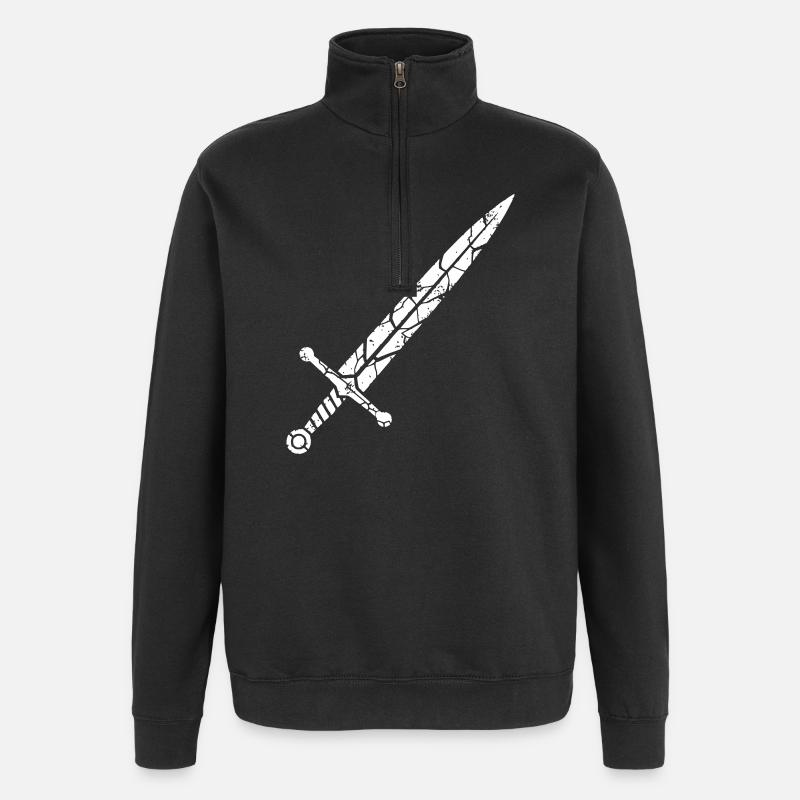Ritter Schwert Mosaik Splitter Fantasy - Quarter-Zip-Sweatshirt - Schwarz