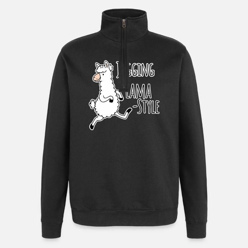 Jogging - style lama ! Idiot mais rapide ! - Sweat à zip 1/4 - noir