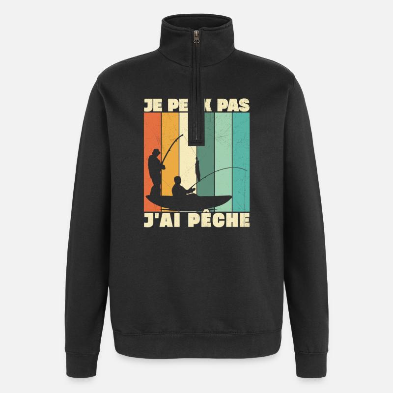 Je Peux Pas J'ai Pêche - Sweat à zip 1/4 - noir