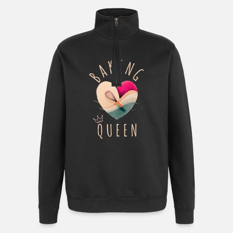 Baking Queen - Herz! - Quarter-Zip-Sweatshirt - Schwarz