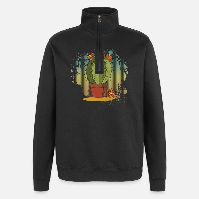 Fleur - Sweat à zip 1/4 - noir