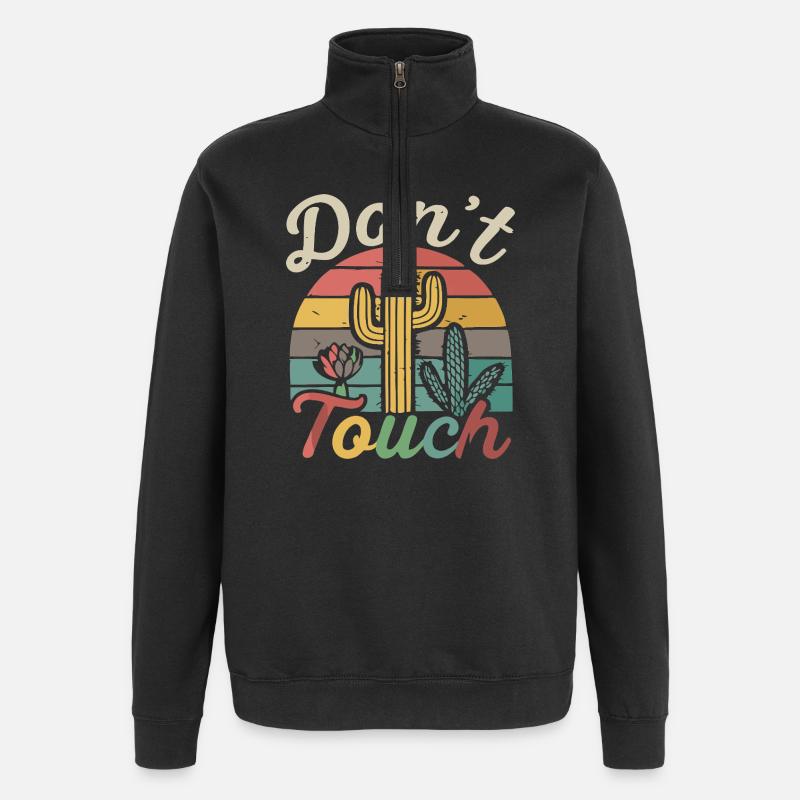 Don't Touch Cactus Rétro - Sweat à zip 1/4 - noir