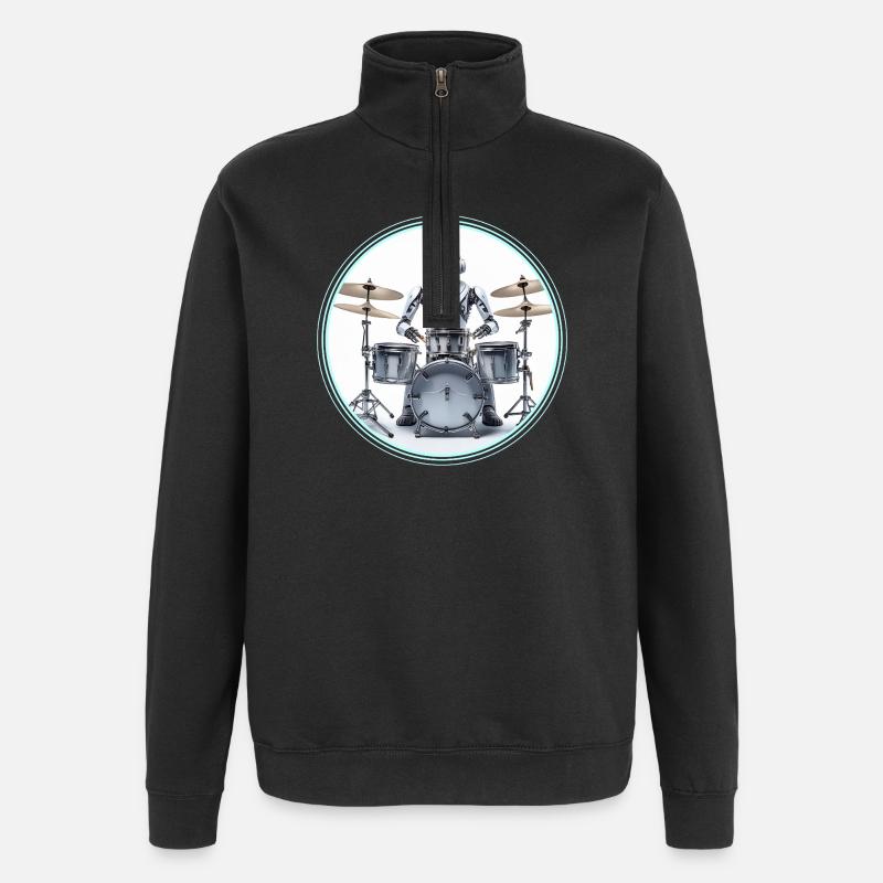 Robot boîte à rythmes - Sweat à zip 1/4 - noir