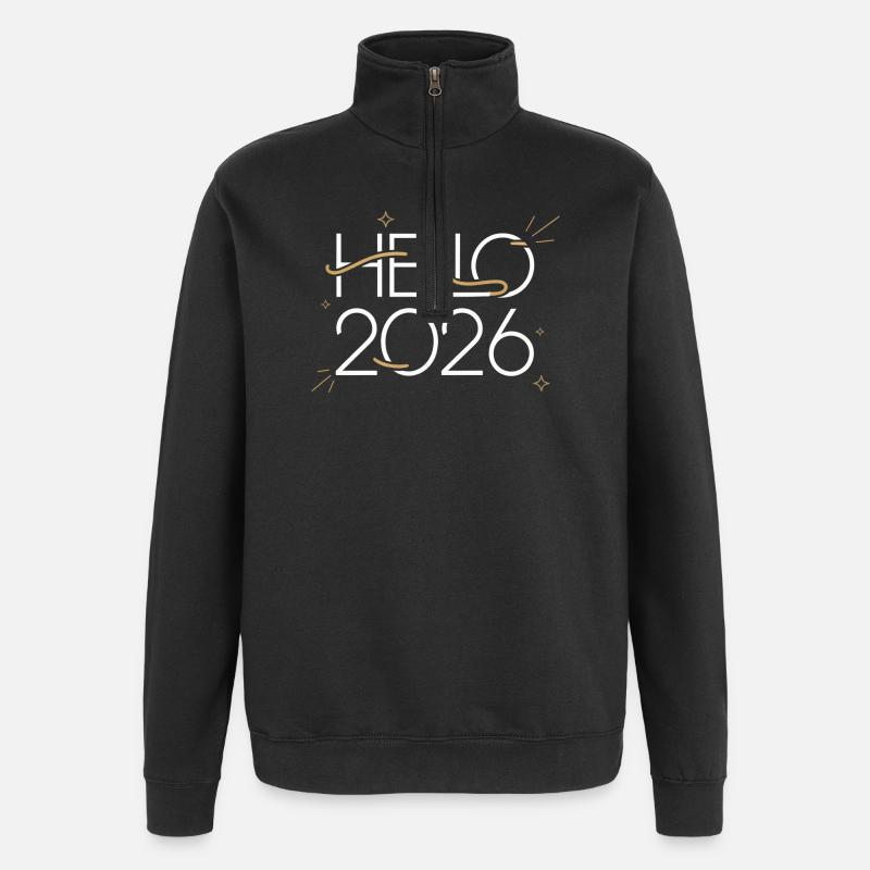 Neon Hello 2026 - Sweat à zip 1/4 - noir