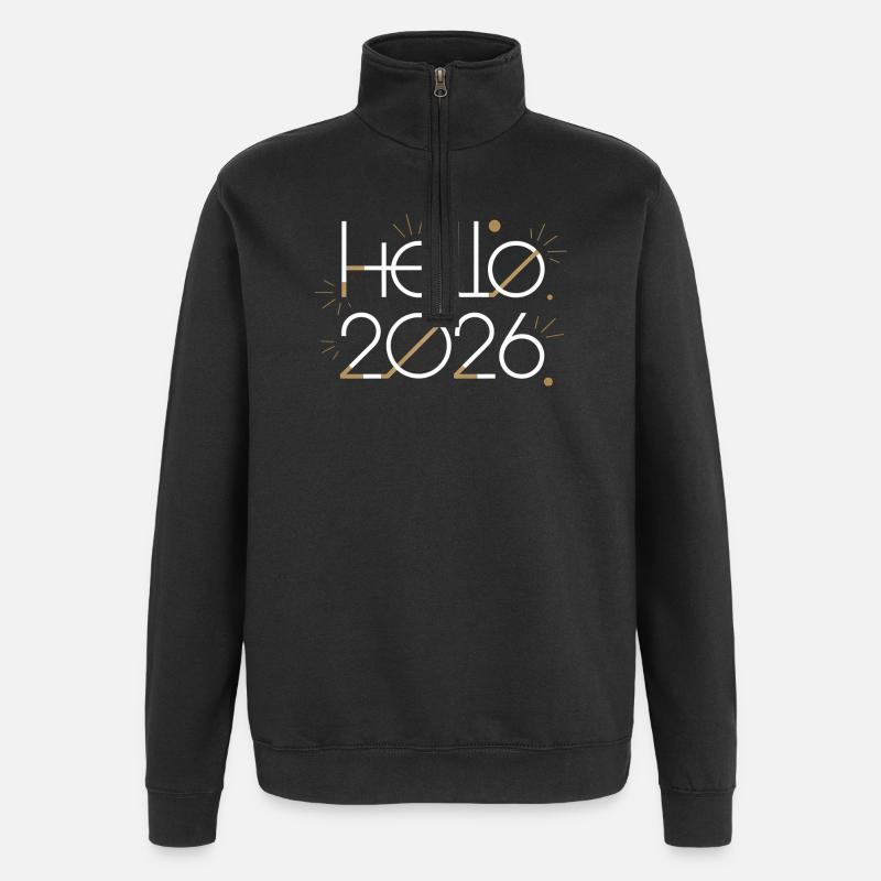 Hello 2026 Fireworks - Quarter-Zip Sweatshirt - black