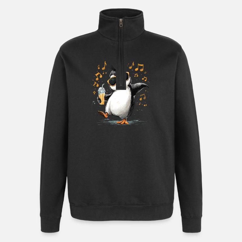 Pingouin d’été avec lunettes de soleil - Sweat à zip 1/4 - noir