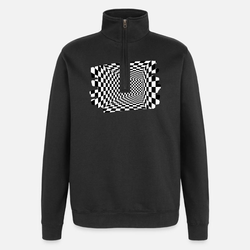 Tunnel-Optische Kacheln - Quarter-Zip-Sweatshirt - Schwarz