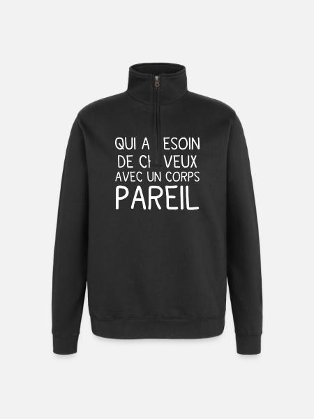 Body and Hair: Bold Phrase - Quarter-Zip Sweatshirt - black