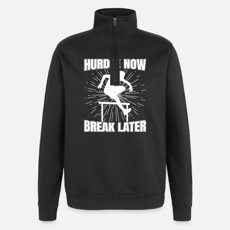 Track Athletics Hurdle Now Break Later - Quarter-Zip-Sweatshirt - Schwarz