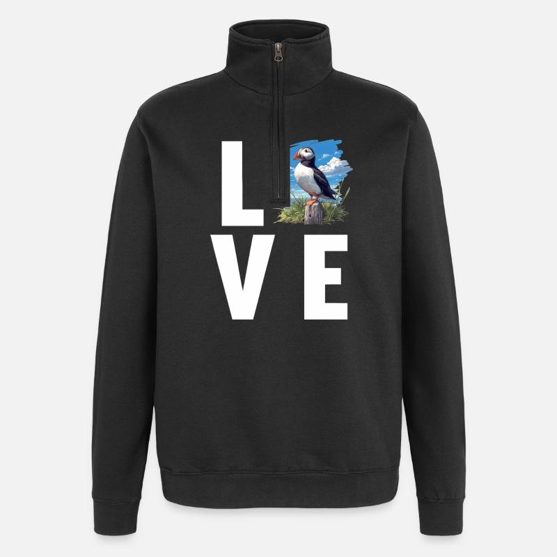 Macareux Papageientaucher - Sweat à zip 1/4 - noir