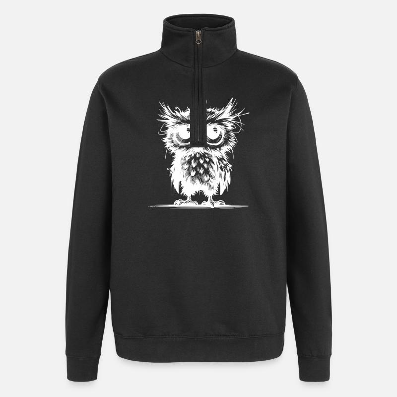 Müde Eulen Wächter des Waldes - Quarter-Zip-Sweatshirt - Schwarz