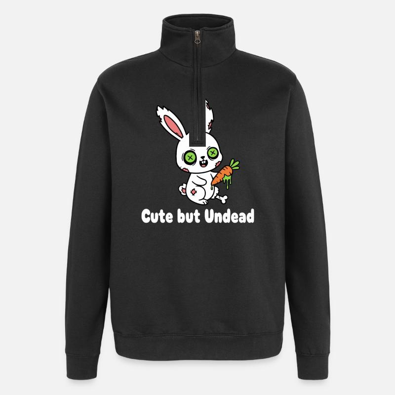 Süßer Zombie-Hase mit Karotte - Quarter-Zip-Sweatshirt - Schwarz