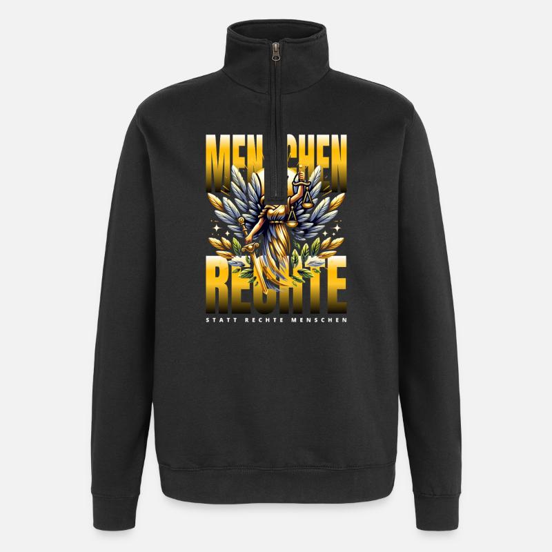 Menschenrechte Statt Rechte Menschen Statement - Quarter-Zip-Sweatshirt - Schwarz