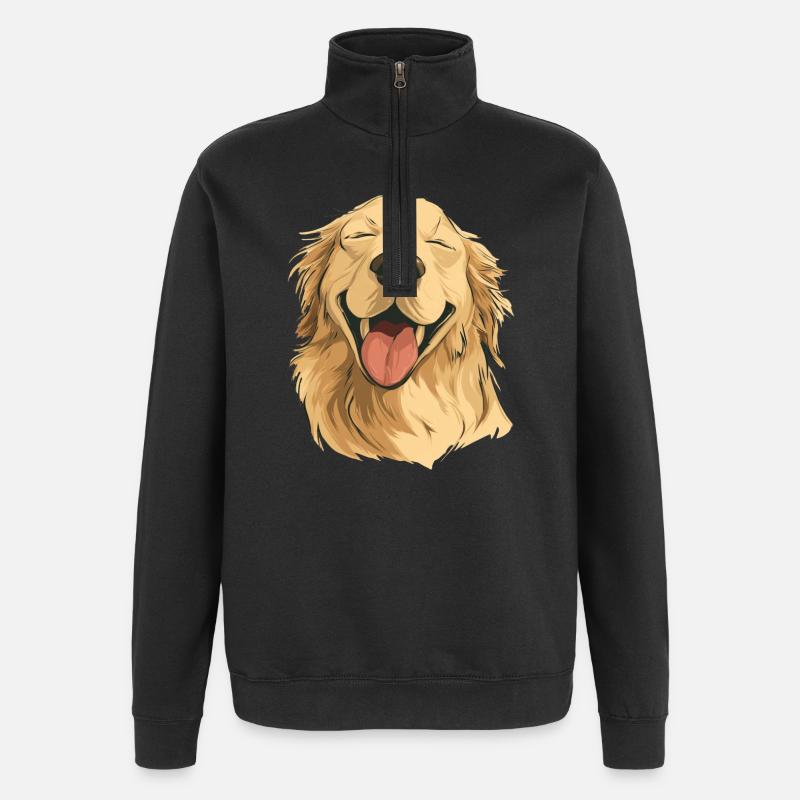 Lächelnder Golden Retriever - Quarter-Zip-Sweatshirt - Schwarz