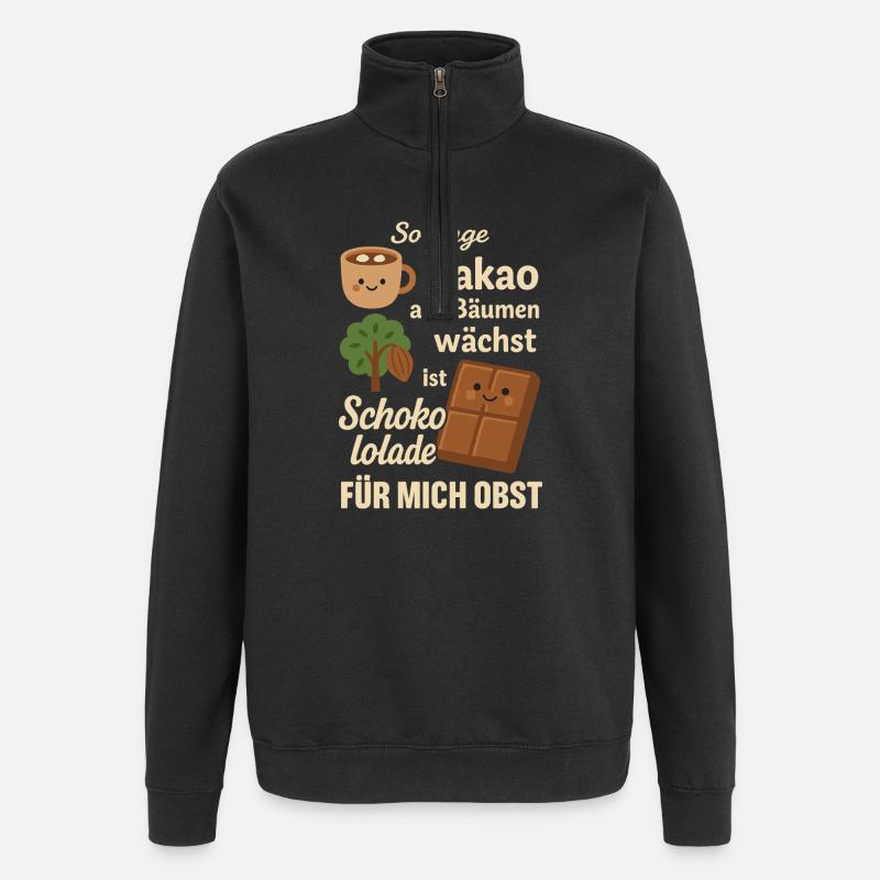 Chocolate is Fruit – Funny Cocoa Motif - Quarter-Zip Sweatshirt - black