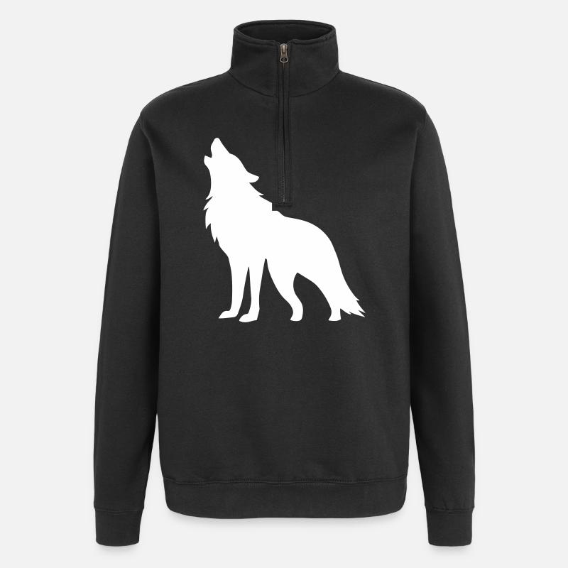 Silhouette de loup - Sweat à zip 1/4 - noir