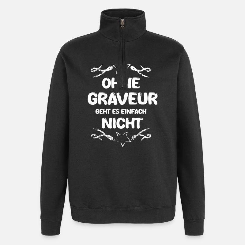 Graveur - Sweat à zip 1/4 - noir