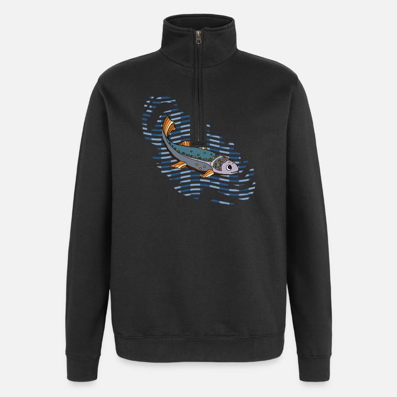 Fisch - Quarter-Zip-Sweatshirt - Schwarz