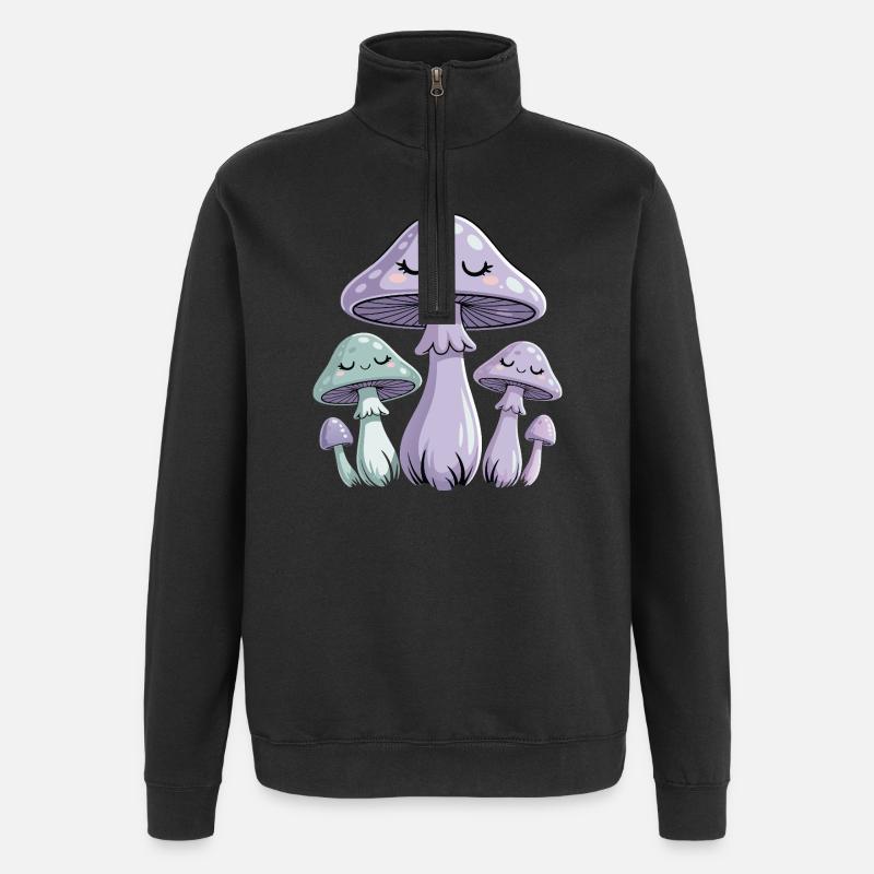 Verträumte Pastellpilze - Quarter-Zip-Sweatshirt - Schwarz