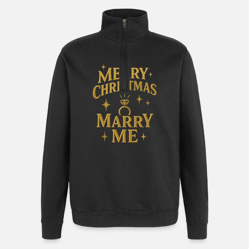 Weihnachtsverlobung Ringverheißung - Quarter-Zip-Sweatshirt - Schwarz