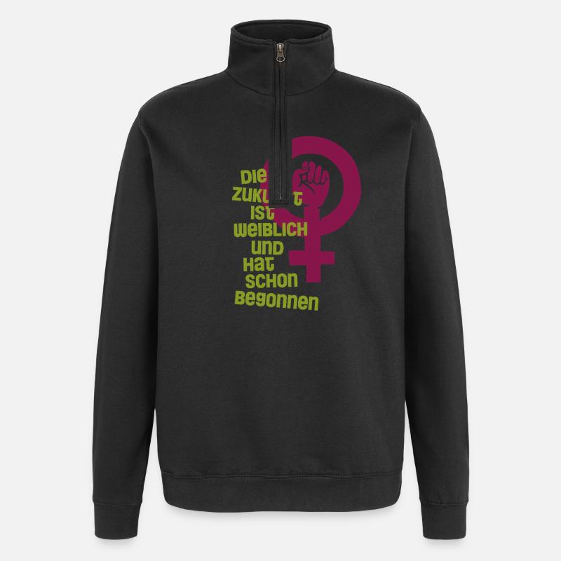 Die Zukunft ist weiblich - Quarter-Zip-Sweatshirt - Schwarz