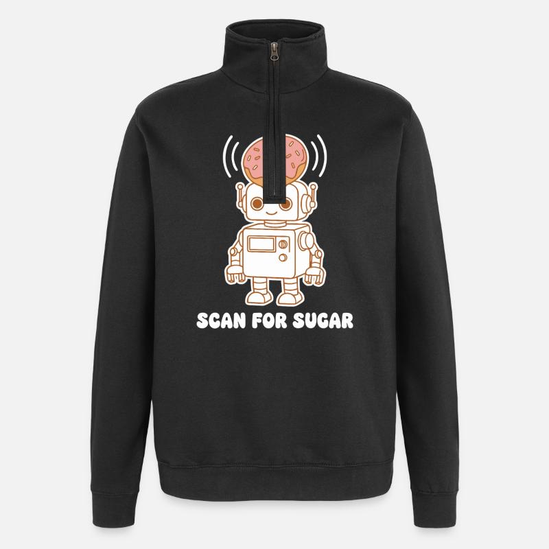 Donut Robot : Scanner le sucre - Sweat à zip 1/4 - noir