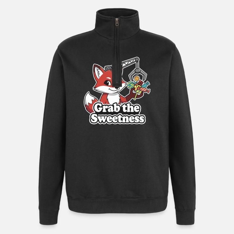Fox attrape des bonbons - Sweat à zip 1/4 - noir