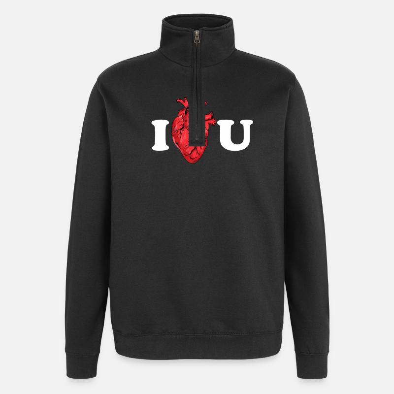 Wahre Liebe als anatomisches Statement - Quarter-Zip-Sweatshirt - Schwarz