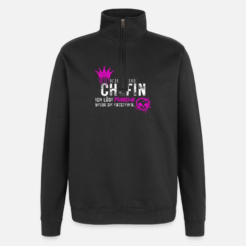Chefin Spruch Probleme Lösen - Quarter-Zip Sweatshirt - black