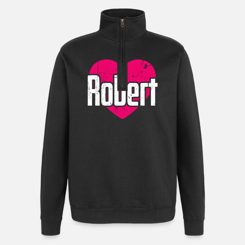 J’aime Robert Pink Heart J’aime Robert - Sweat à zip 1/4 - noir