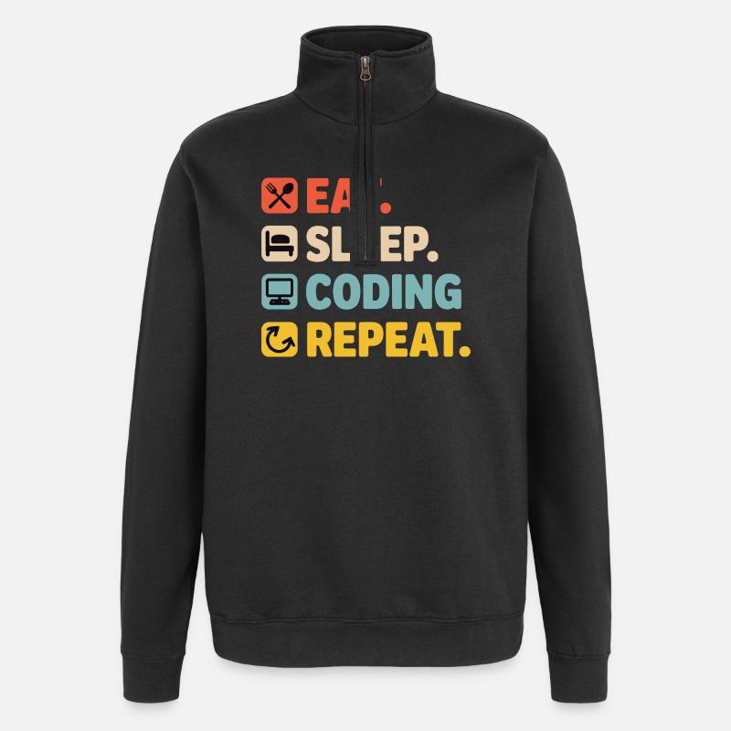 Programmiererleben Humor für Programmierer - Quarter-Zip-Sweatshirt - Schwarz