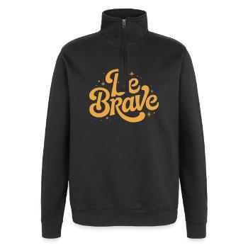 Be Brave Script Emblem - Quarter-Zip Sweatshirt - black - Front - AI Model Female 172 light (172cm) & AI Model Male 178 dark (178cm)