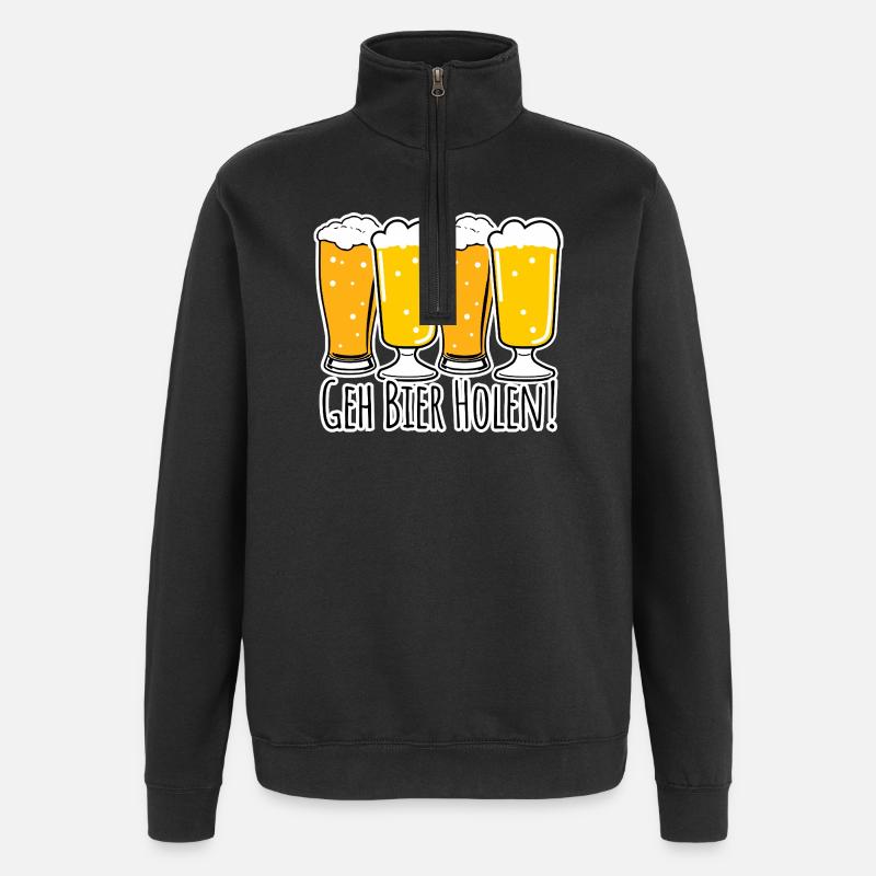 Geh Bier holen! - Quarter-Zip-Sweatshirt - Schwarz