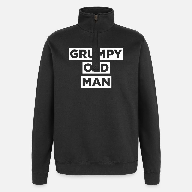 Grumpy Old Man - Quarter-Zip Sweatshirt - black