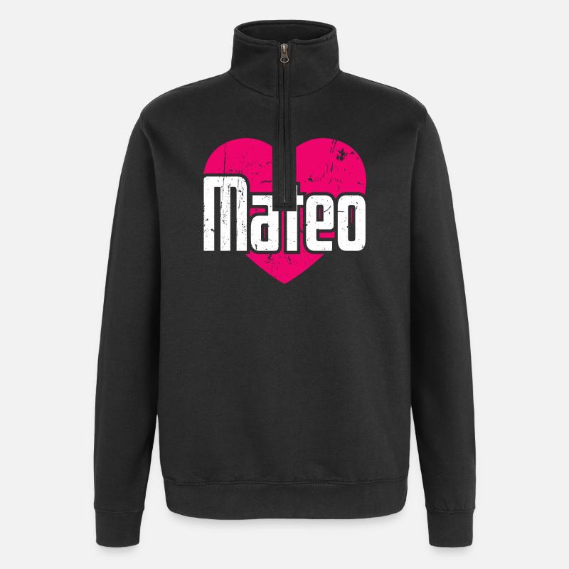 J’aime Mateo Pink Heart J’aime Mateo - Sweat à zip 1/4 - noir