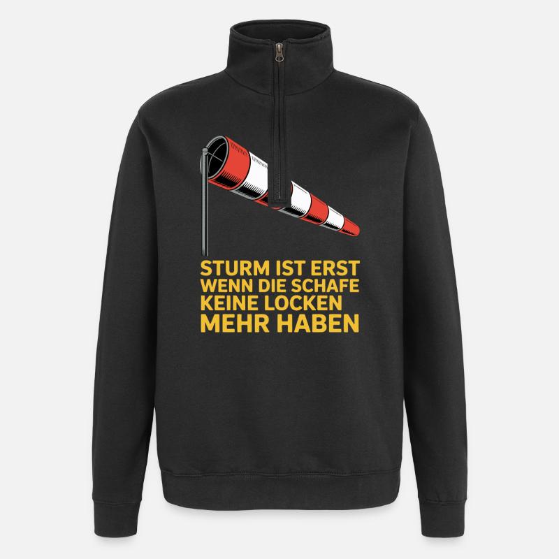 Sturmtext mit Windsock - Quarter-Zip-Sweatshirt - Schwarz