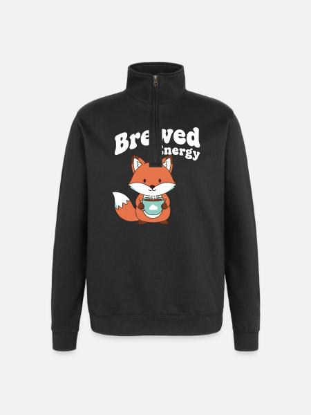 Kaffeefox: Brewed Energy - Quarter-Zip Sweatshirt - black